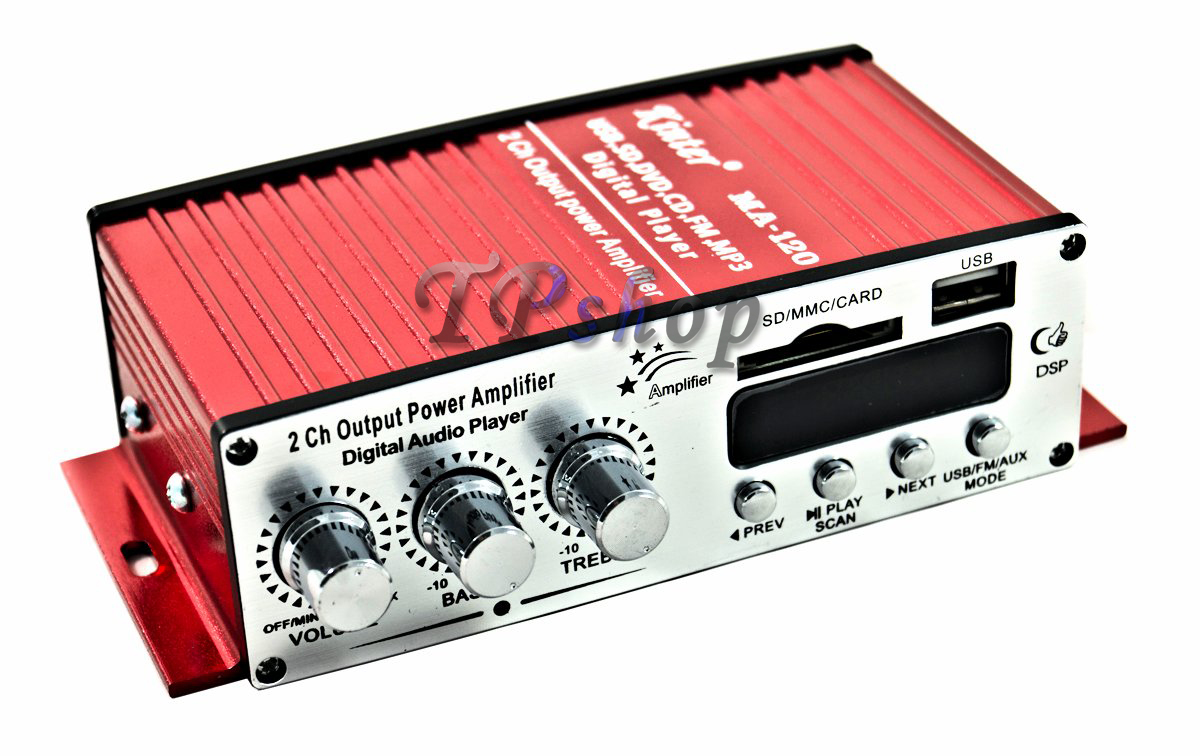 Amplificatore 2 Canali 12V DC Audio Stereo per Auto Moto Barca Kinter MA180 